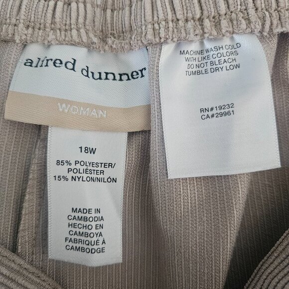 Alfred Dunner Corduroy Elastic Waist Proportioned Tan 18W Stretch Pants - Picture 6 of 8